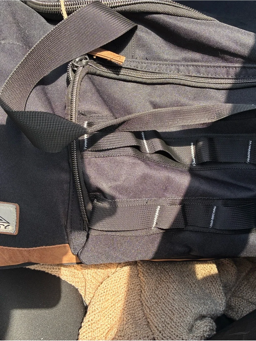 Black Duffel Bag with Brown Trim - Durable Travel Weekender
